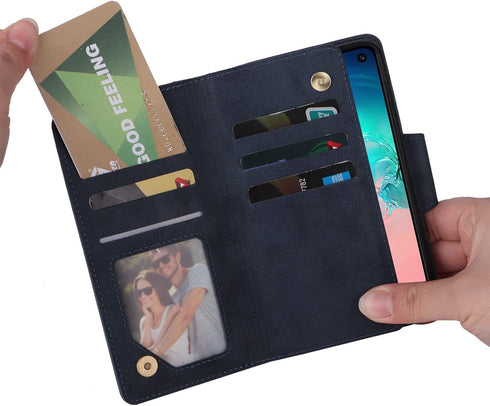 Asuwish Phone Case for Samsung Galaxy S10e Wallet Cover and Tempered Glass Screen Protector Leather Flip Credit Card Holder Stand Lanyard Wrist St...