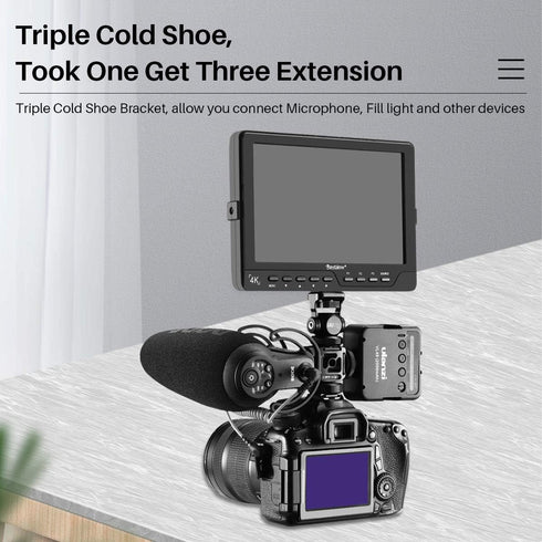 ULANZI PT-12 Camera Hot Shoe Extension Bracket with Triple Cold Shoe Mounts for Microphone LED Video Light, 1/4'' Screw for Magic Arm, Aluminum Sh...