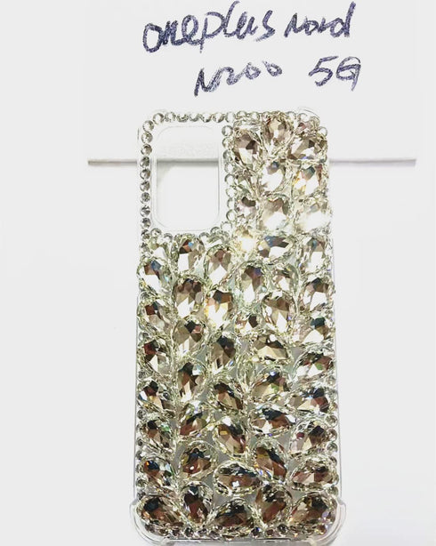 Aikukiki for OnePlus Nord N200 Case,3D Handmade Sparkle Stunning Stones Crystal Diamond Bling Glitter Phone Case for OnePlus Nord N200 5G (T-Mobil...