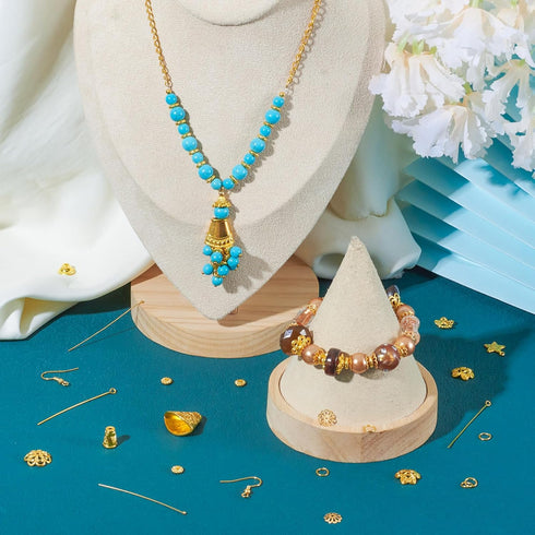 Pandahall 1 Box Jewelry Making Supplies Kits with Earring Hooks/Bead Caps/Eyepins/Jump Rings (Golden)...