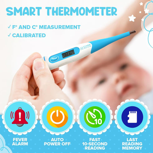JJ CARE Oral Thermometer with LCD Display, Calibrated Oral Thermometer for Babies and Adults, 10 Seconds Fast Reading Oral Digital Thermometer for...