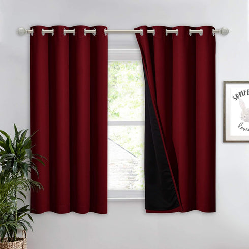 NICETOWN Kitchen Full Blackout Curtain Panel, Super Thick and Soft Insulated Window Cover, 100% Blackout Drapery with Black Backing for Cafe Windo...