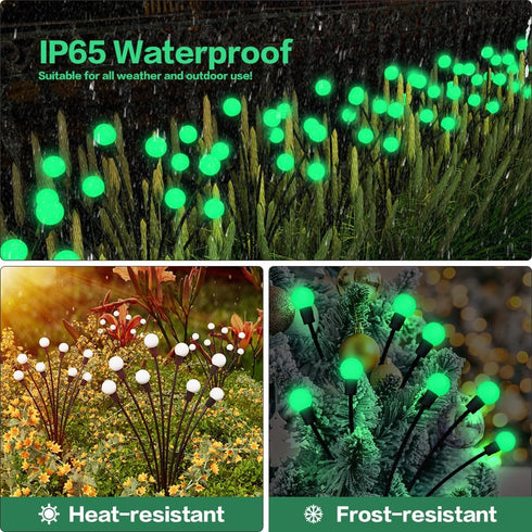 Halloween Decorations Solar Spooky Lights Outdoor - 2PACK 16LED Wind Dance Green Swaying Firefly Lights with Halloween Party Decor, Outdoor Waterp...