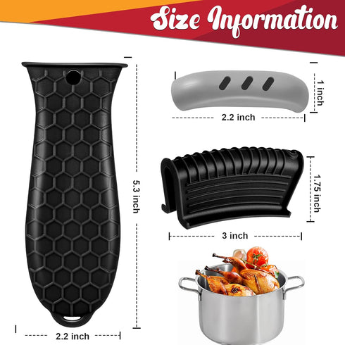 2 Pcs Cast Iron Handle Cover, Silicone Hot Handle Holder, Heat Resistant Cast Iron Skillet Handle Covers Potholder for Frying Pans and Griddles Ki...
