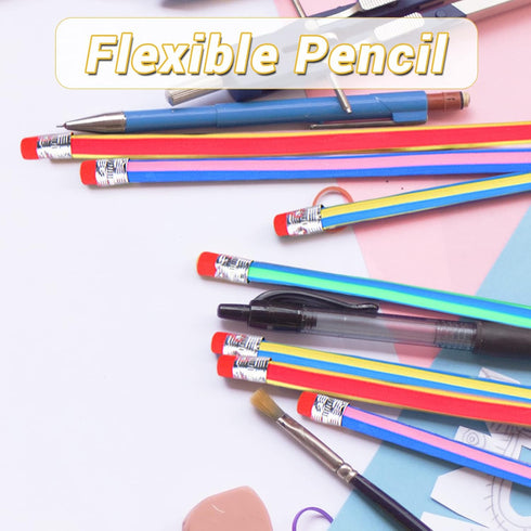 40 Pcs 7 Inch Flexible Pencils,Soft Novelty Pencil,Multi Colored Striped Soft Pencil with Eraser for Valentine's Day,Children Kids Gift School Fun...
