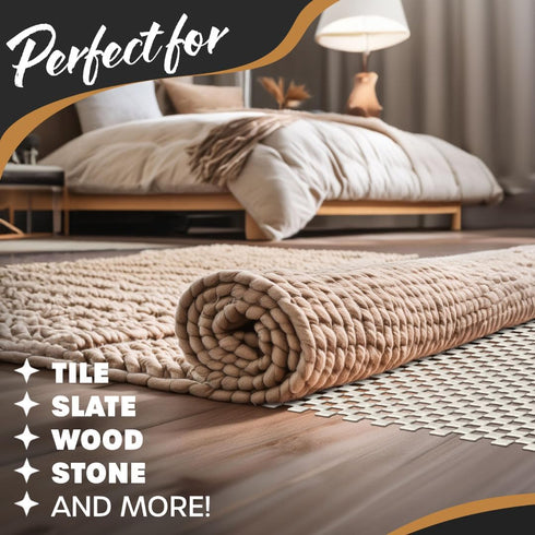 Nevlers Non Slip 3'x5' Rug Pads | White PVC Foam Rug Gripper for Hardwood Floors | Indoor/Outdoor Anti Skid Rug Gripper with Customizable Open Wea...
