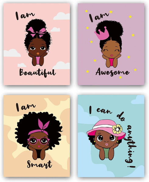 Black Girl Wall Art,Motivational Black Girl Wall Art,African American Girl Art Painting,Inspirational Black Girl Wall Art,Decor for Girls Bedroom,...