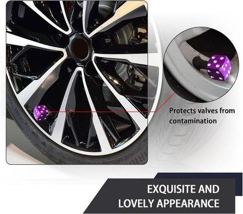 5 PCS Dice Style Tire Valve Stem Caps, Aluminum Dice Car Valve Stem Covers, Leakproof Auto Tire Dust Caps, Universal Vehicle Exterior Accessories ...