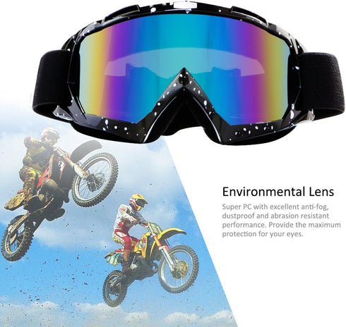 Motorcycle Goggles Dirt Bike Goggles Windproof ATV Dustproof Racing GogglesScratch Resistant Ski Goggles Protective Safety Glasses PU Resin (Black...
