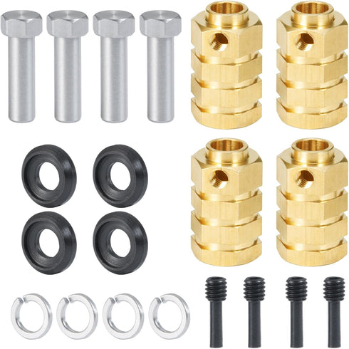 RCLIONS 12mm Brass Wheels Spacers +20mm Extension Wheel Hubs Hex for TRX4 1/10 RC Crawler Truck Car...