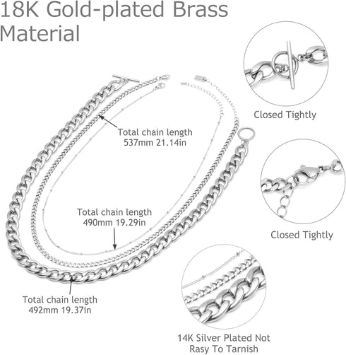 18K Gold Plated U Shaped Bamboo Lock Chain Paperclip Chains Adjustable Necklace for Women Gold Plated Jewelry...