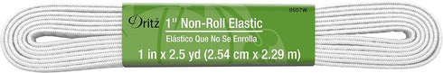 Dritz 9507W Non-Roll Knit Elastic, 1-Inch x 2-1/2-Yard, White...