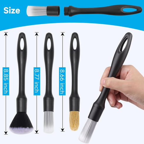 9 Pcs Car Detailing Brush Set No Scratch for Clean Interior or Exterior, Dashboard, Air Vent, Leather Seats, Emblems, Tires, Engine Bay (6 PCS Rep...