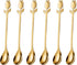 6-Inch Tulip/Rose Handle Gold Small Coffee Spoons Set, 6 Pieces, Stainless Steel...