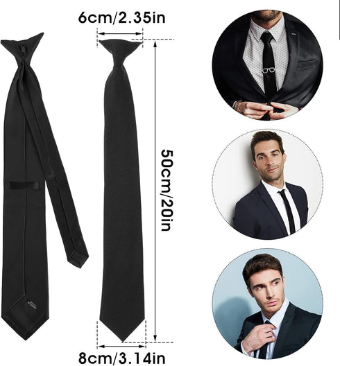 Yolev 1pcs Men's Clip On Tie Satin Solid Colour Plain Tie Solid Uniform Pre-tied Adjustable Neck Strap Tie Pure Color Necktie Mens Ties for Weddin...