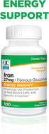 Quality Choice Energy Support Iron 27 mg Ferrous Gluconate Tablets 100 Count...