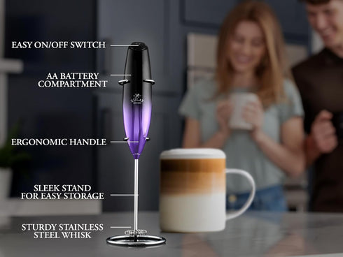 Zulay Executive Series Ultra Premium Gift Milk Frother For Coffee with Deluxe, Radiant Finish - Coffee Frother Handheld Foam Maker - Electric Milk...