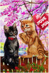 Texupday Cute Cats kitty With Love Heart Balloon Fence Decoration Valentine's Day House Flag Outdoor Wedding Yard Flag 28" x 40"...