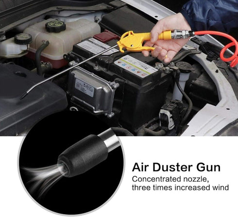 Air Blow Gun with 10" Long Angled Nozzle, Aluminium Alloy Pneumatic Dust Removing Gun, Air Blow Accessory with a Joint...