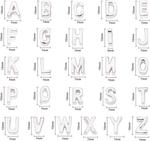 LiQunSweet 26 Pcs Letter Alphabet Metal Alloy Loose Beads for Women Men Initial Jewelry Making DIY Craft Supplies - 10x3mm...
