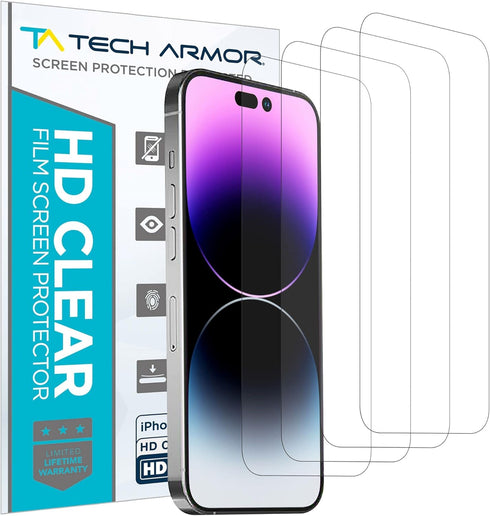Tech Armor 4 Pack HD Clear Film Screen Protector Compatible for Apple NEW iPhone 14 Pro 5G 6.1 Inch 2022......