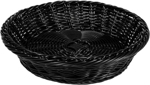 G.E.T. WB-1501-BK Round Polyweave Bread Roll Serving Basket, 9.5", Black...