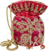 Purpledip Potli Bag (Clutch, Drawstring Purse) For Women With Intricate Gold Thread & Sequin Embroidery Work, Dark Pink(10038)...