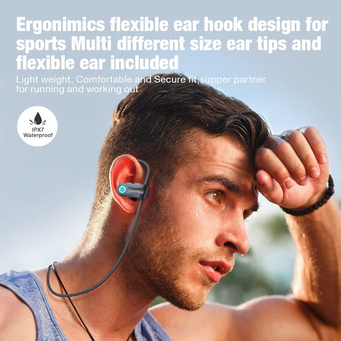 Boean Bluetooth Headphones, Bluetooth 5.3 Wireless Headphones with 16 Hours Playtime, Stereo Bass IPX7 Waterproof Over Ear Earphones for Workout a...