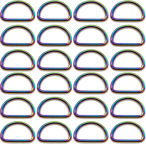 Metal D Rings D Buckles - 1 Inch Non Welded Clips Belt Buckles Hardware Bags Ring for Purse Clasp Accessories (Rainbow)...