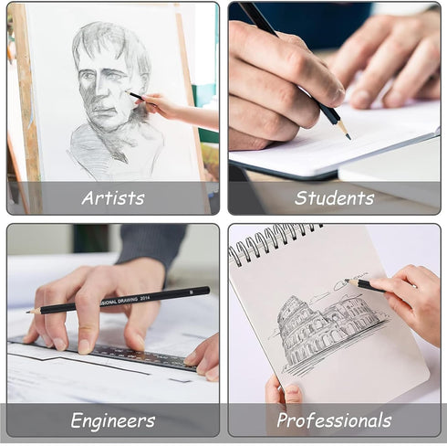 Drawing Pencils, 24pcs Art Supplies Sketching Pencil Set with Graphite Pencils Include 12B 10B 8B 7B 6B 5B 4B 3B 2B B HB 2H 4H 6H Charcoal Pencils...
