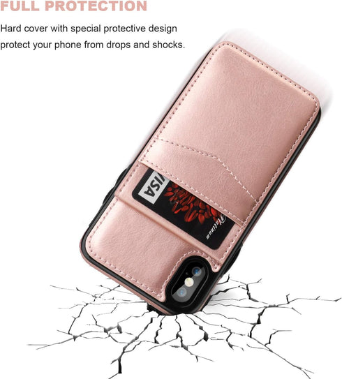 KIHUWEY Compatible with iPhone Xs Max Case Wallet with Credit Card Holder, Premium Leather Magnetic Clasp Kickstand Heavy Duty Protective Cover fo...