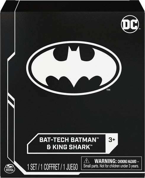 Batman 4-inch Bat-Tech Batman and King Shark Action Figures with 6 Mystery Accessories, for Kids Aged 3 and up...