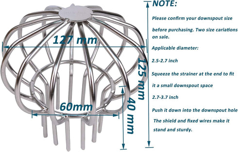 Baitaihem 304 Stainless Steel Drain Outdoor Roof Anti-Blocking Line Cap Drain Cover Gutter Protector Cleaner Gutter Cleaning Tool,3 inch...