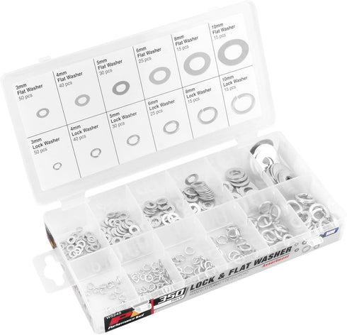 Performance Tool W5245 280-Piece Metric Washer Assortment - Includes Lock and Flat Washers in Various Sizes - Durable Storage Case Included...