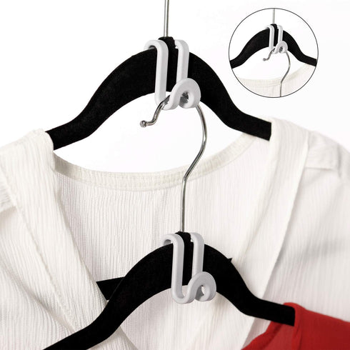 Clothes Hanger Connector Hooks, Mini Cascading Hanger Hooks for Velvet Huggable Hangers, Heavy Duty Space Saving for Closet 60 Pcs Black...