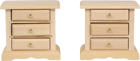 Wooden Dollhouse Night Stands | Set of 2 | Bedside Tables | Dolls House Furniture | 1/12 scale (light)...