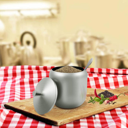 300ml Stainless Steel Sugar Bowl with Lid and Spoon 10 OZ Coffee Seasoning Jar Condiment Pot Spice Container Canister Cruet with Lid and Spoon...