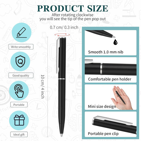 Teling 72 Pcs Small Ballpoint Pen Mini Pens Bulk 4 Inch Short Small Pens Tiny Pen Ink Ballpoint Pens for Notebook Pockets Signature Notepads Schoo...