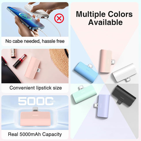 KKD Portable Charger for iPhone,MFi Certified with 5000mAh Small Power Bank Charging?Upgrade Portable Phone Charger Battery Pack Compatible with i...