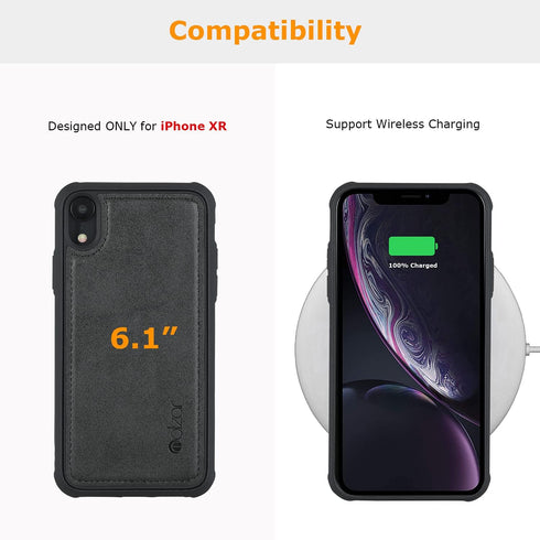 molzar MAG Series for iPhone XR Case, Built-in Metal Plate for Magnetic Mount, Works with Qi-Certified Chargers, Compatible with iPhone XR, Black...