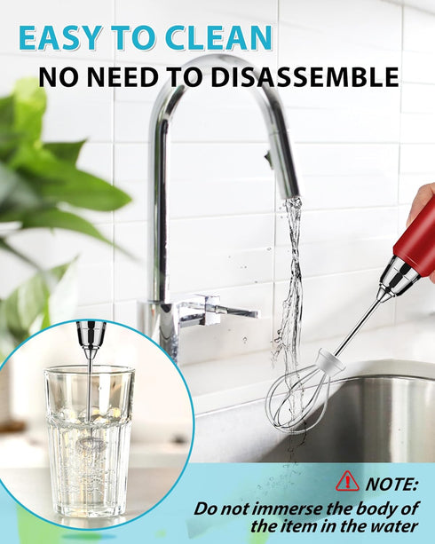 Milk Frother Rechargeable Handheld-Electric Whisk 3 Speed Adjustable, Frother Wand Coffee with 3 Stainless Whisks, Electric Foam Maker, Drink Mixe...