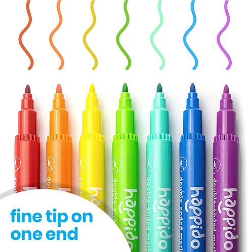International Arrivals Happido Set of 24 Double Sided Markers, Non Toxic Markers for Kids Ages 4-8, Water Based Vibrant Coloring Kids Markers with...