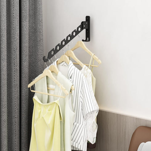 Wall Mounted Clothes Drying Rack, Wall Clothes Hanger Foldable, Laundry Hanger Hook for Bathroom, Wall Clothes Rack Indoor, Perfect for Small Spac...
