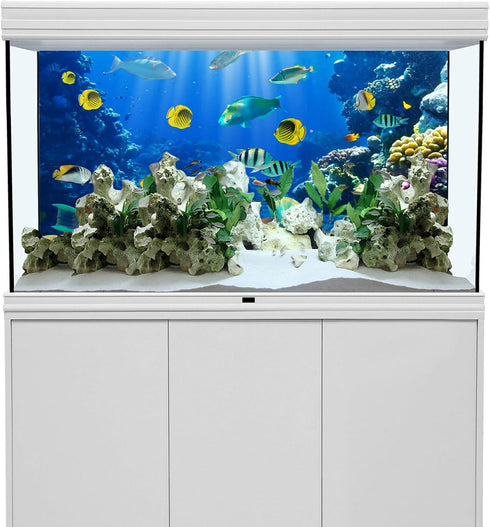 YongFoto 72x18 Inches Tropical Fish Terrarium Background Deep Sea Marine Coral Polyester Aquarium Background Glass Fish Tank Backdrop for Photogra...