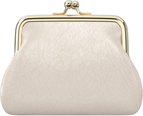 Coin Purse, Small PU Leather Change Purse, Coin Purse Wallet with Clasp, Car Coin Holder Pouch for Woman Men Kids Girls (Apricot)...