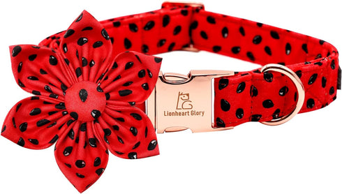 Lionheart glory Summer Dog Collar with Flower, Fruit Print Female Dog Collar Flower for Small Medium Large Dogs Adjustable Dog Flower Collar Bow...