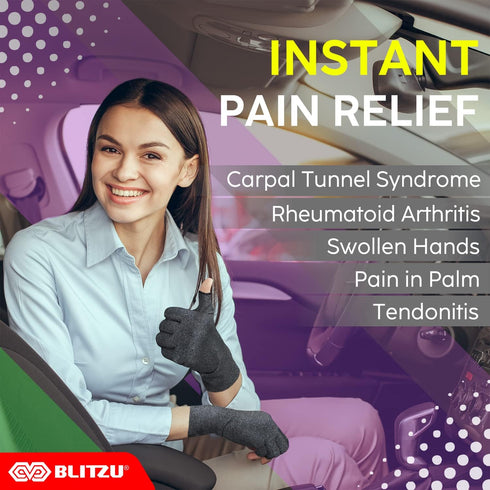 BLITZU Raynauds Gloves Fingerless Gloves for Men Compression Gloves for Arthritis Hand Brace for Arthritis Pain and Support Carpel Tunnel Relieve ...