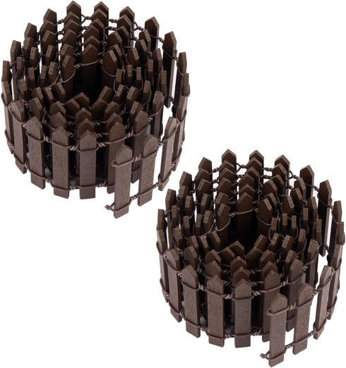 AUEAR, 35 Inch Mini Fairy Garden Fence Wood Ornament Wooden Decorative Picket Fence for DIY Crafts Project (Brown, 2-Pack)...