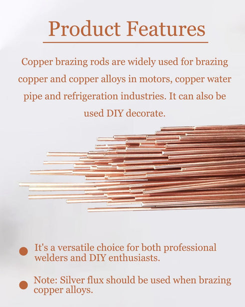 20 Rods Brazing Rods, Copper Brazing Rods 1/16" X 14", Copper Solder for Copper Pipes, Copper Crafts, Refrigerator...