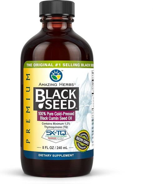 Amazing Herbs Premium Black Seed Oil - Gluten Free, Non GMO, Cold Pressed Nigella Sativa Aids in Digestive Health, Immune Support, Brain Function ...